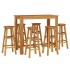 Mesa y taburetes altos de jardín 7 pzas madera maciza