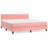Cama box spring con colchón terciopelo rosa 180x200