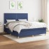 Cama box spring con colchón tela azul 160x200