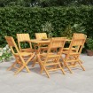 Juego de comedor de jardín 7 piezas madera maciza de teca