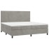 Cama box spring con colchón terciopelo gris claro 200x200