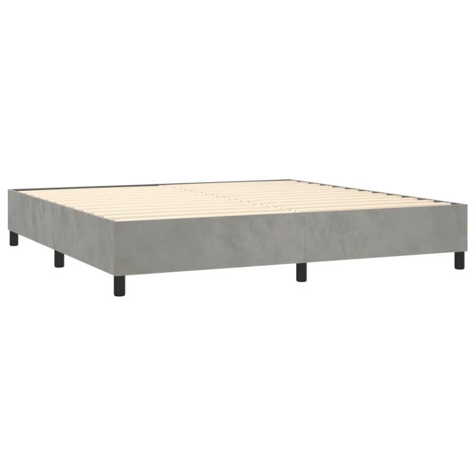 Cama box spring con colchón terciopelo gris claro 200x200