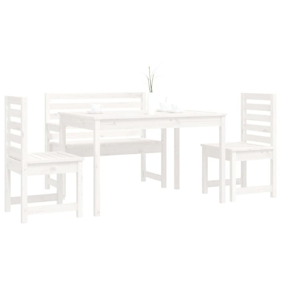 Juego de comedor de jardín 4 piezas madera maciza pino