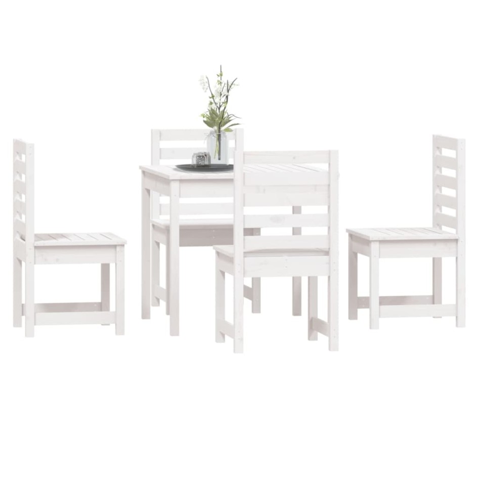 Juego de comedor de jardín 5 piezas madera maciza pino