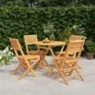 Juego de comedor para jardín 5 piezas madera maciza de teca