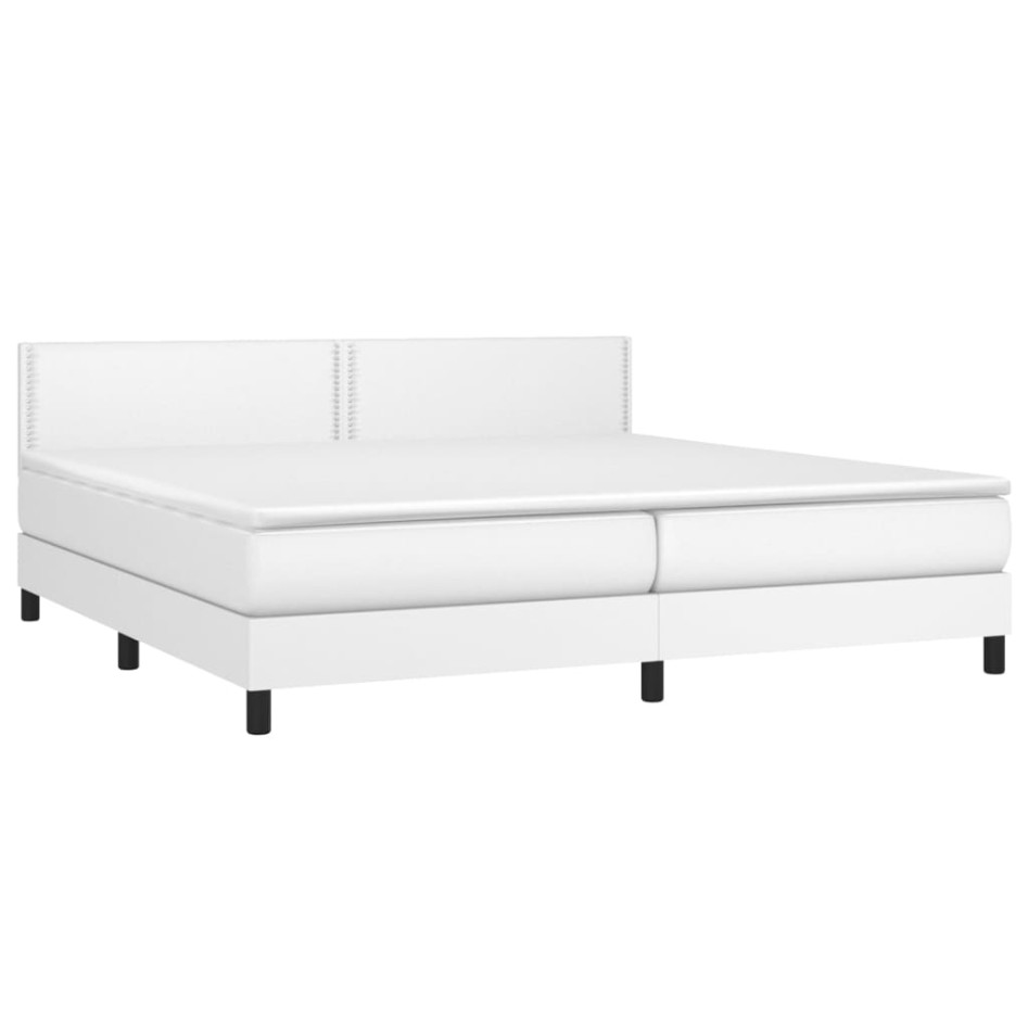 Cama box spring con colchón cuero sintético blanco 200x200