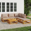 Set muebles de jardín 6 pzas madera maciza y cojines gris taupé