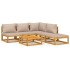 Set muebles de jardín 6 pzas madera maciza y cojines gris