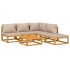 Set muebles de jardín 6 pzas madera maciza y cojines gris