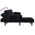 Sofá cama en forma de L terciopelo negro 260x140x70
