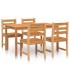 Juego de comedor para jardín 5 piezas madera maciza de