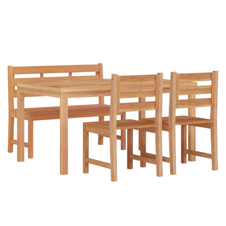 Juego de comedor para jardín 4 piezas madera maciza de