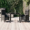 Set comedor de jardín 3 pzas con cojines ratán sintético negro