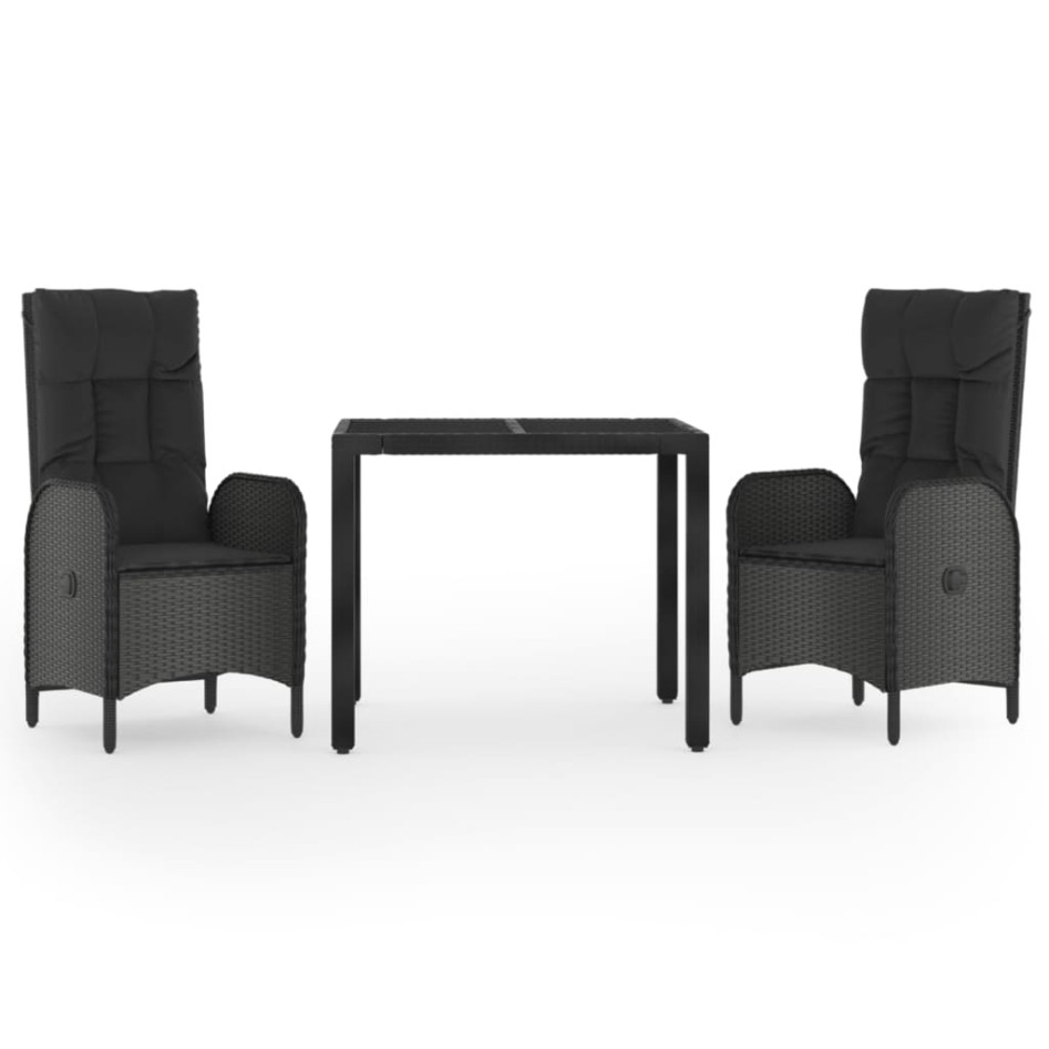 Set comedor de jardín 3 pzas con cojines ratán sintético