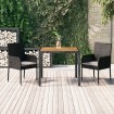 Set comedor de jardín 3 pzas con cojines ratán sintético negro