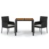 Set comedor de jardín 3 pzas con cojines ratán sintético