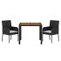 Set comedor de jardín 3 pzas con cojines ratán sintético