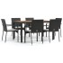 Set de comedor de jardín 7 pzas y cojines ratán sintético