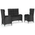 Set comedor de jardín 3 pzas con cojines ratán sintético