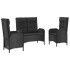 Set comedor de jardín 3 pzas con cojines ratán sintético