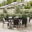 Set de comedor de jardín 7 pzas y cojines ratán sintético negro