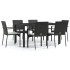 Set de comedor de jardín 7 pzas y cojines ratán sintético