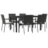 Set de comedor de jardín 7 pzas y cojines ratán sintético