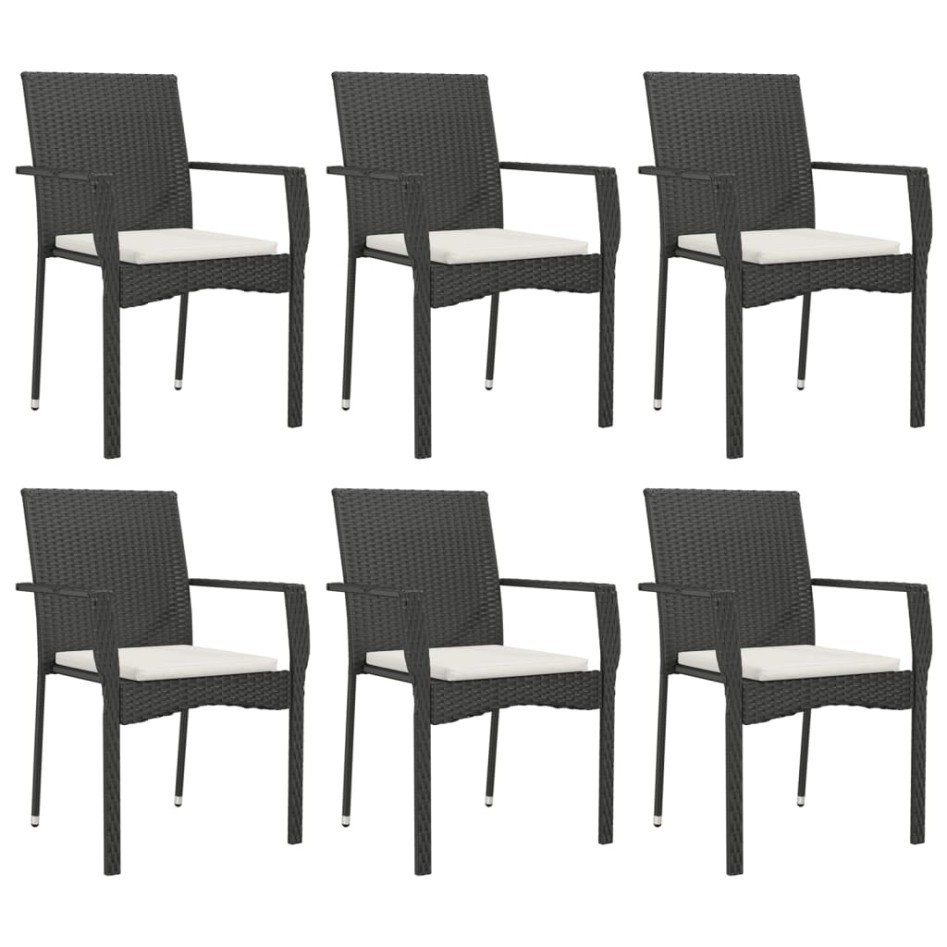 Set de comedor de jardín 7 pzas y cojines ratán sintético