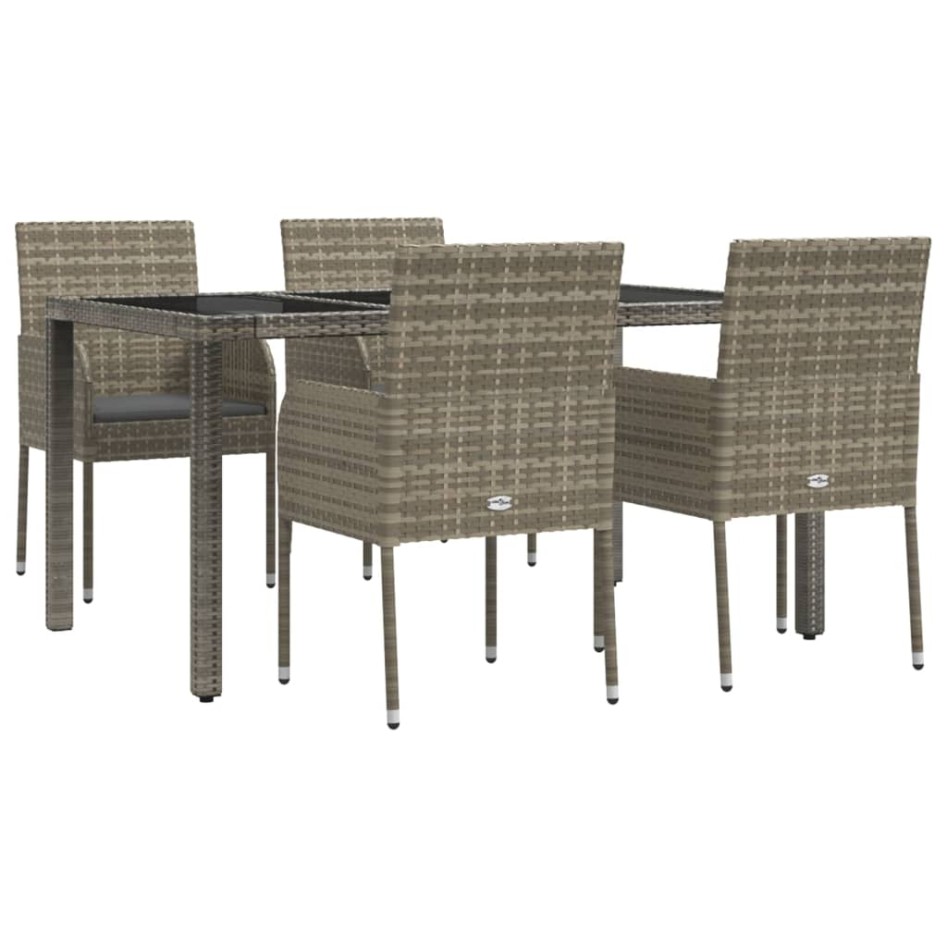Set comedor de jardín 5 piezas con cojines ratán sintético