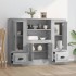 Aparador alto 3 piezas madera contrachapada gris