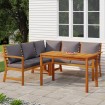 Juego comedor de jardín 4 pzas con cojines madera maciza acacia