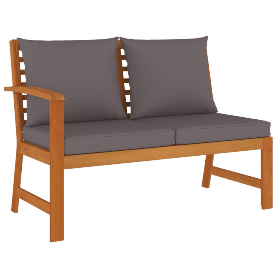 Juego comedor de jardín 4 pzas con cojines madera maciza