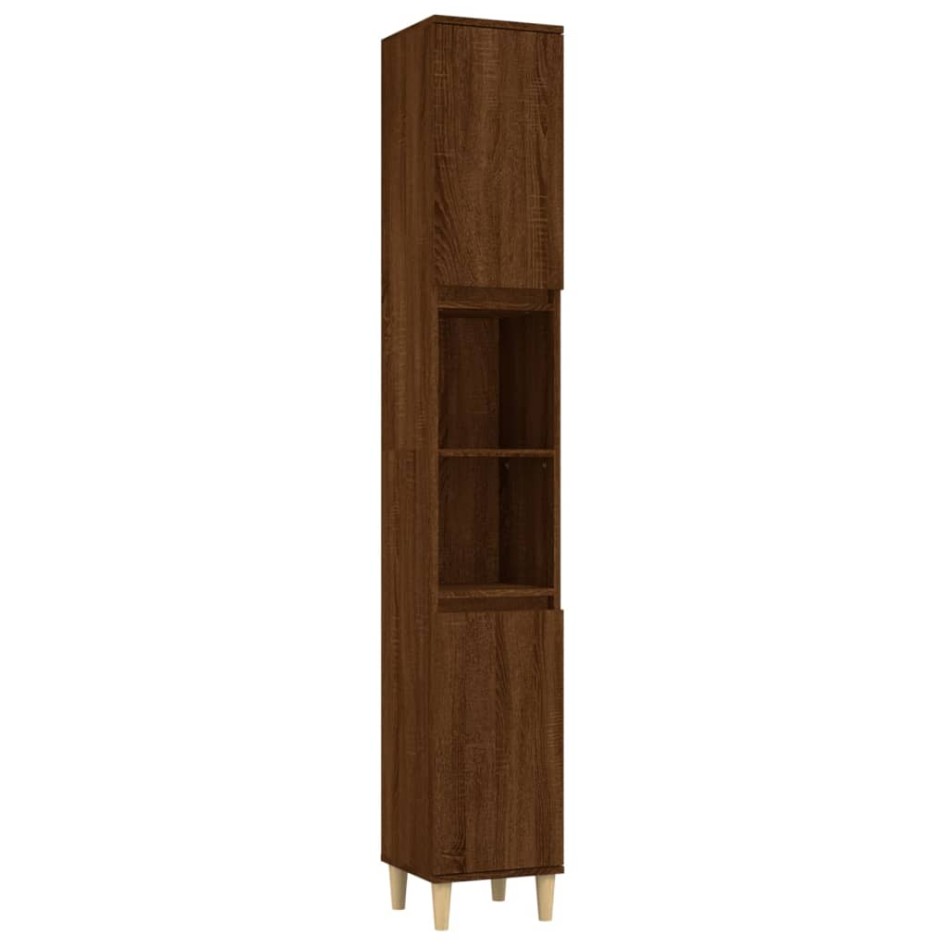 Set de muebles de baño 3 pzas madera contrachapada roble