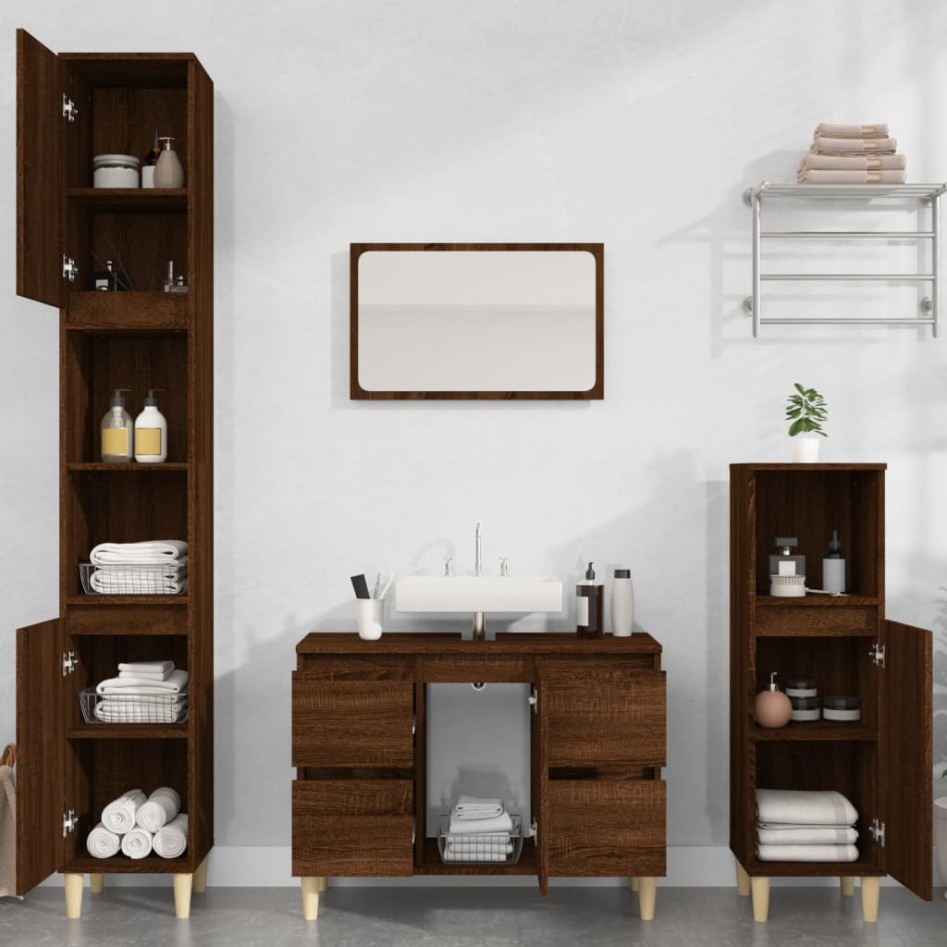 Set de muebles baño 3 pzas madera contrachapada roble