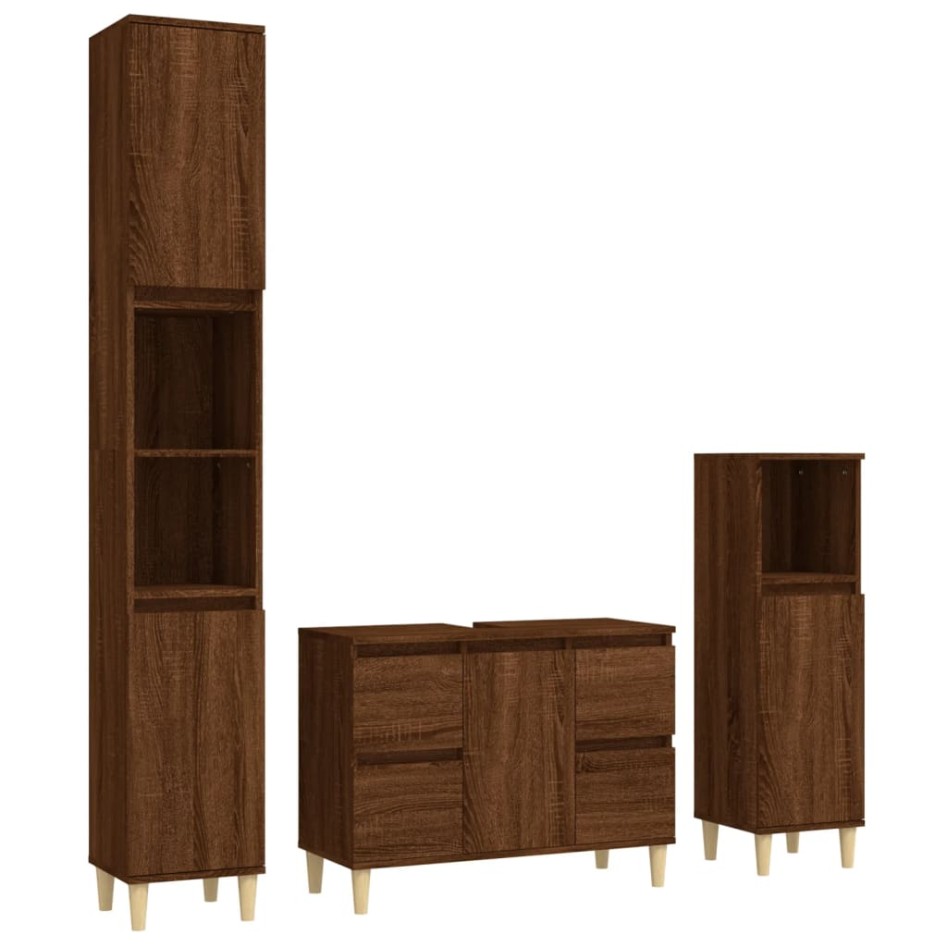 Set de muebles baño 3 pzas madera contrachapada roble