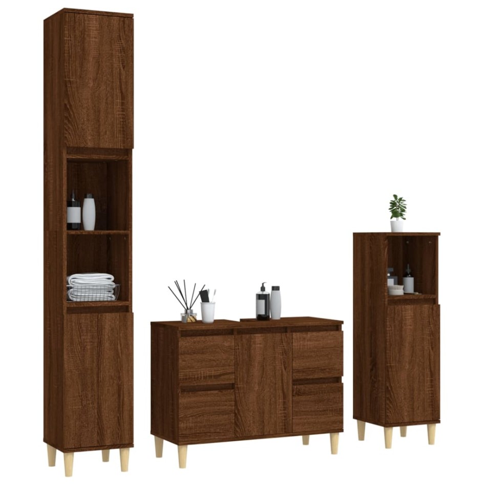 Set de muebles baño 3 pzas madera contrachapada roble