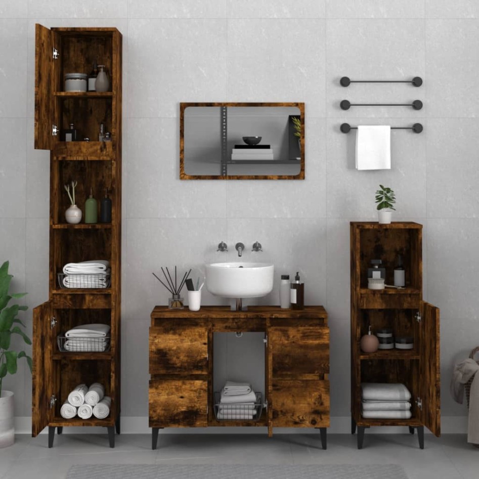 Set de muebles baño 3 pzas madera contrachapada roble