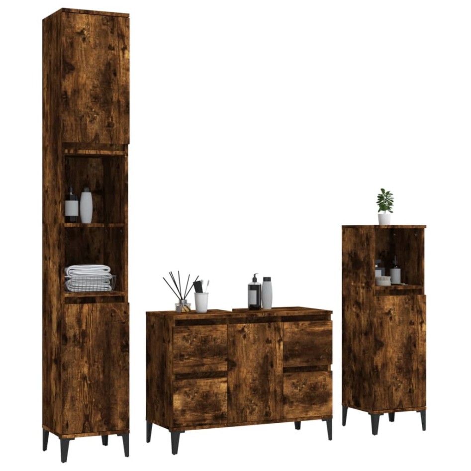 Set de muebles baño 3 pzas madera contrachapada roble