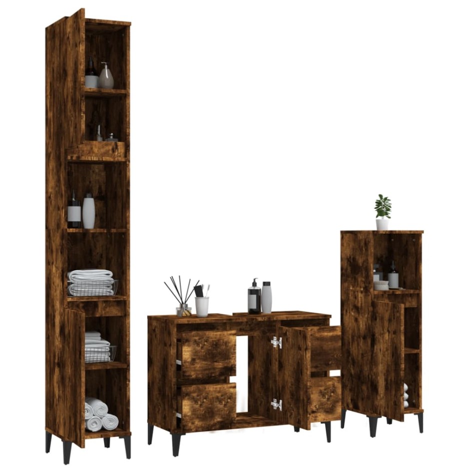 Set de muebles baño 3 pzas madera contrachapada roble