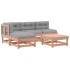 Juego de muebles jardín 5 pzas y cojines madera abeto