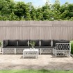 Juego de muebles de jardín 7 piezas con cojines acero blanco
