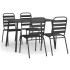Juego de comedor de jardín 5 piezas acero gris