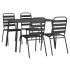 Juego de comedor de jardín 5 piezas acero gris