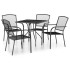 Juego de comedor de jardín 5 piezas acero gris