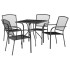Juego de comedor de jardín 5 piezas acero gris