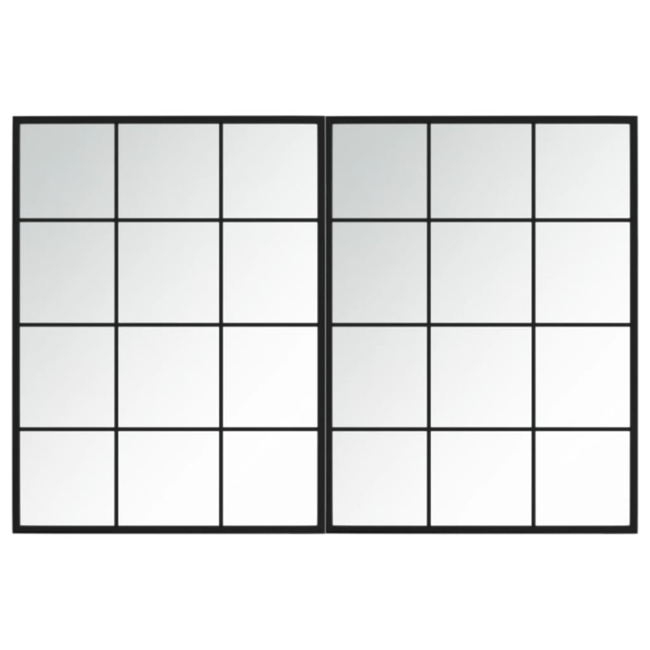 Espejos de pared 2 uds metal negro 80x60
