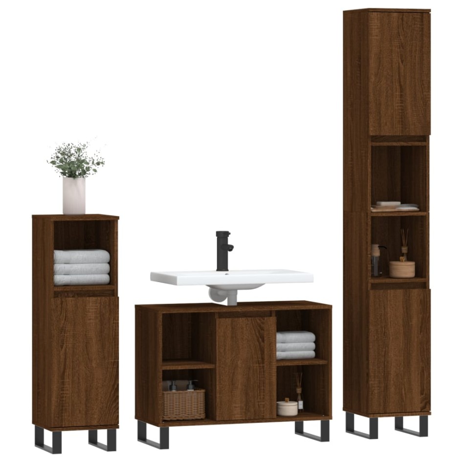 Set de muebles baño 3 pzas madera contrachapada roble
