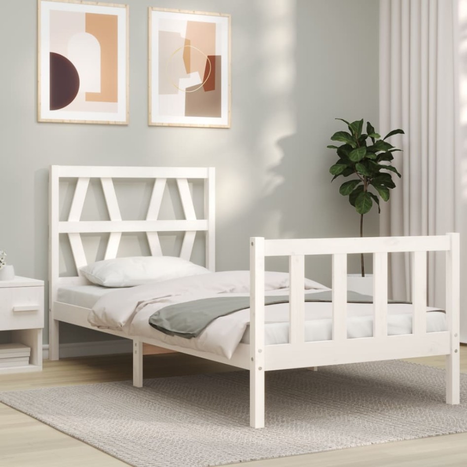 Estructura de cama con cabecero madera maciza