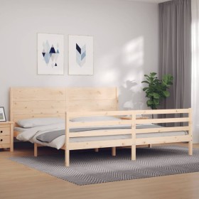 Estructura de cama con cabecero madera maciza 200x200
