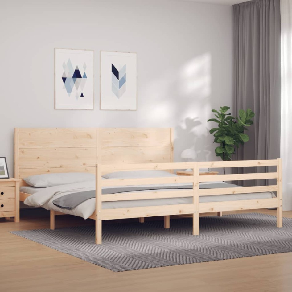 Estructura de cama con cabecero madera maciza 200x200